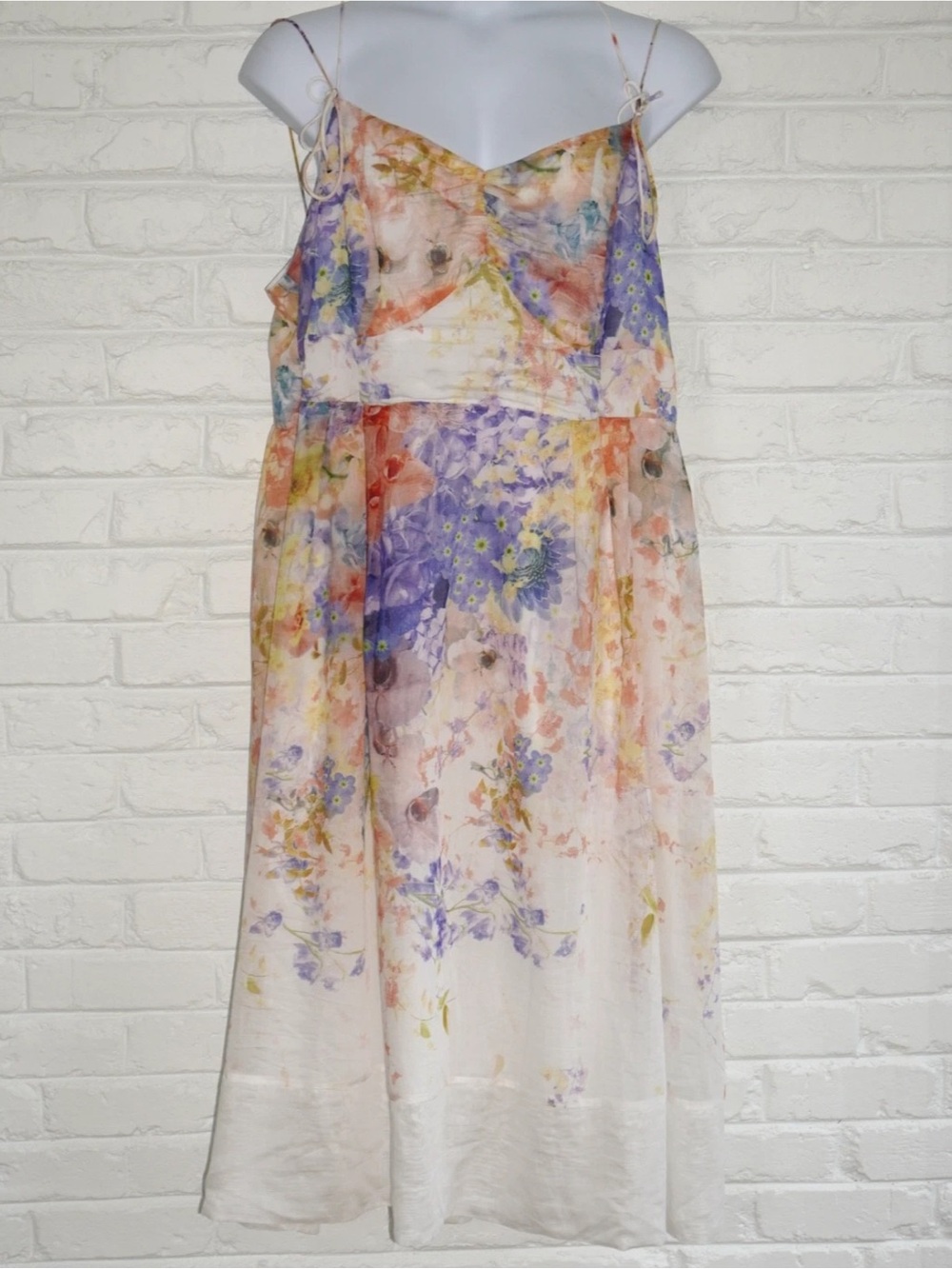 En Saison Vivian Sweetheart Midi Dress 2X New Anthropologie Feminine Bows Floral